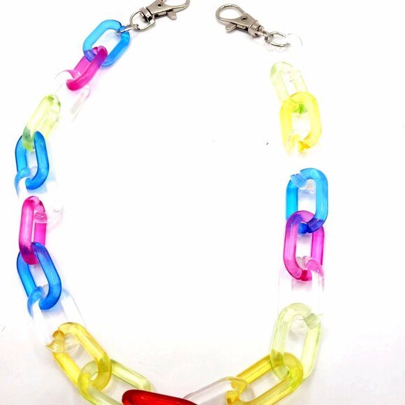 Acrylic Multi Colored Wallet Or Pants Single Layer 18 Inches Long  New - Picture 1 of 9